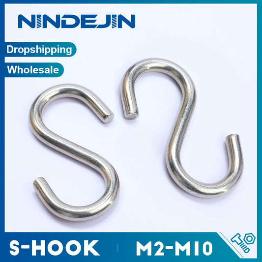 NINDEJIN 1-10 peças/pacote Ganchos S de Aço Inoxidável Reforçados M2 M3 M4 M5 M6 M8 M10 Gancho S Utilitário para Pendurar em Cozinha e Armário