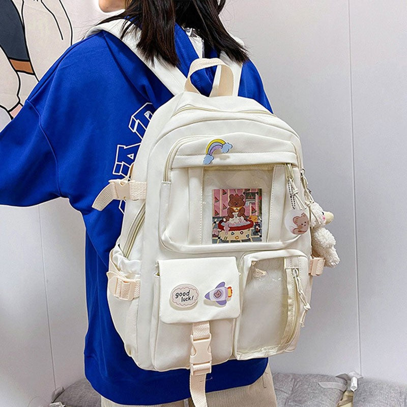 Mochila Feminina Fofa Desenho Animado Moda Adolescente Estudante Mochila Escolar Adorável Bolsa Feminina Mochila Escolar Versátil para Meninas