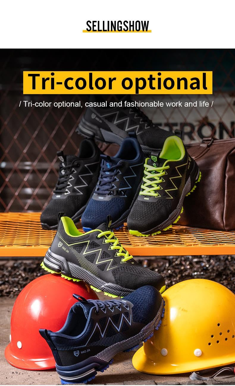 Anti-smash Safety Shoes Men Steel Toe Sneakers Puncture Proof Breathable Work Boots Man Fashion Construction Protective Footwear