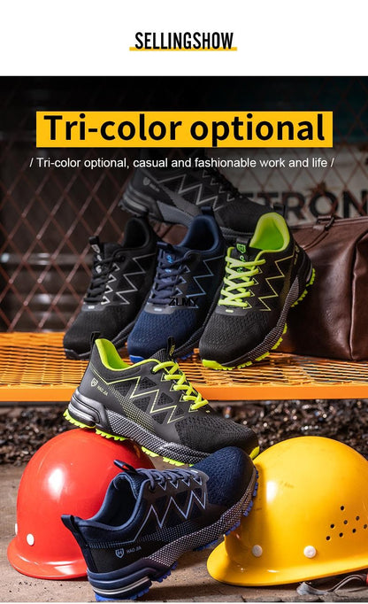 Anti-smash Safety Shoes Men Steel Toe Sneakers Puncture Proof Breathable Work Boots Man Fashion Construction Protective Footwear