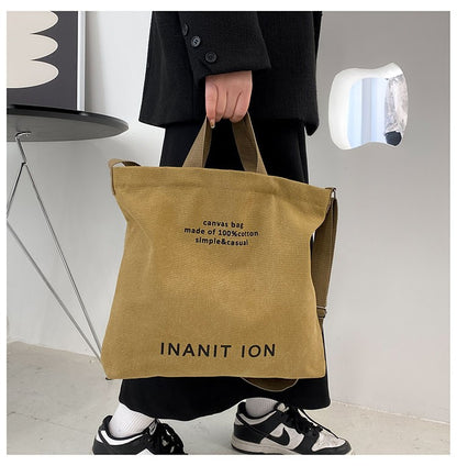 Japanese Canvas Men's and Women's Simple Cross-body Bag Wash Canvas Thick Handbag Large Capacity Arts Students Package Satchel