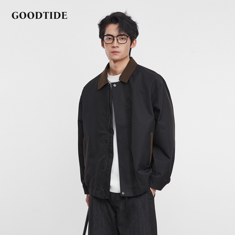 American Retro Men's Fashion Jacket 2025 Spring and Autumn New Loose Solid Color Lapel Workwear Top Men's Jacket