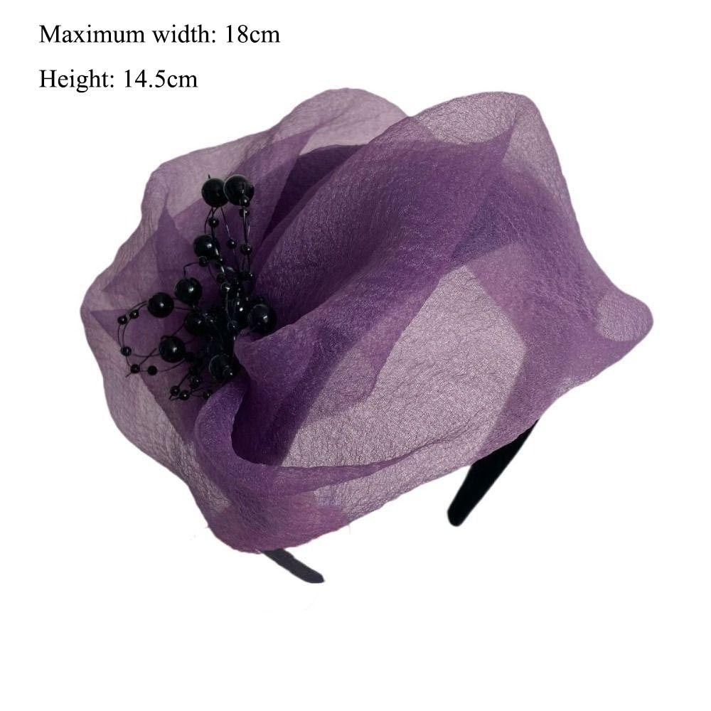 French Beaded Mesh Hairband Elegant Fashion Mesh Veil Fascinator Hat Bead Yarn Half Hat Dinner Party Hairband Hair Accessories