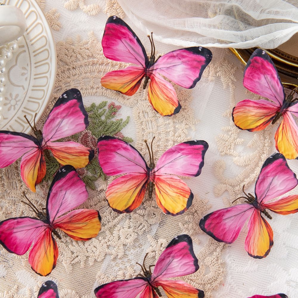 5/10PC Artificial Fake Fluorescent Butterfly Home Room Decor Valentine's Wreath Wedding Bridal Diy Gift Box Accessories Headwear