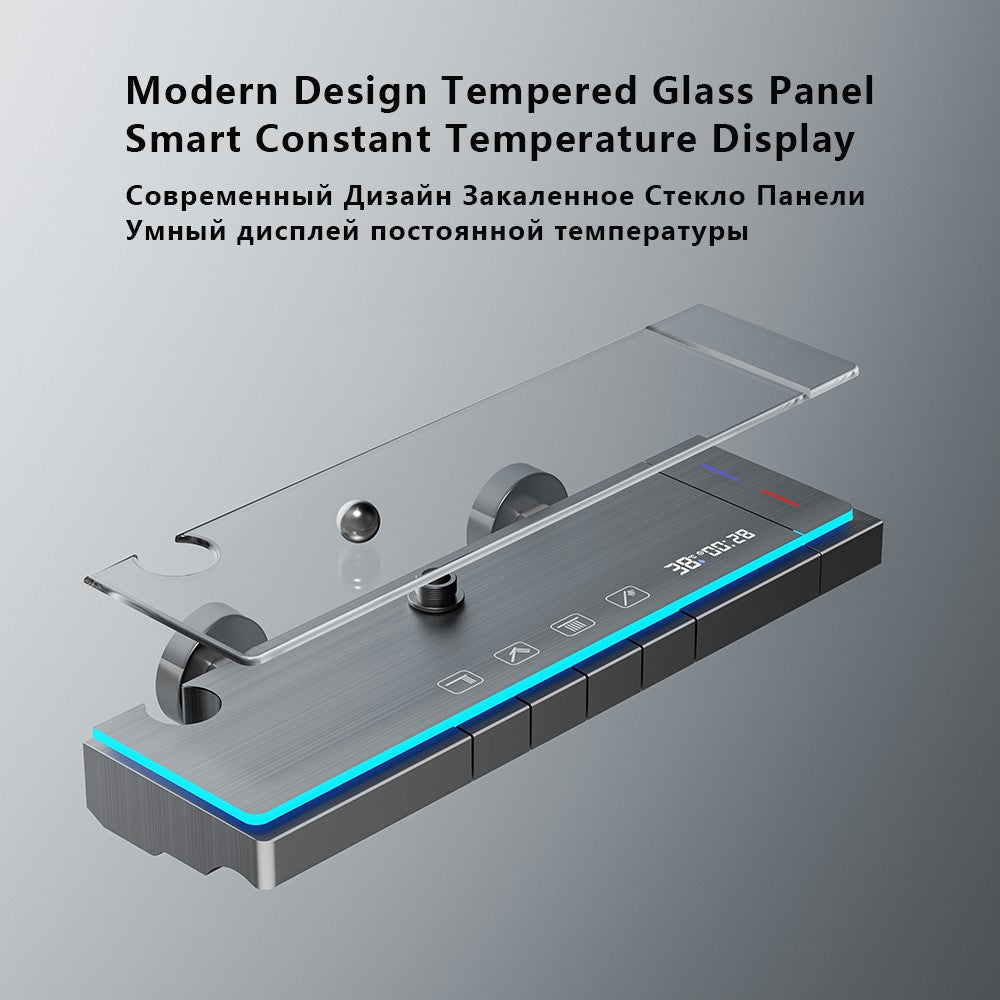 Luxury Bathroom Shower Faucet Set Smart Temperature Display Rainfall Shower System Rain Waterfall LED Bathtub Mixer Tap Showers