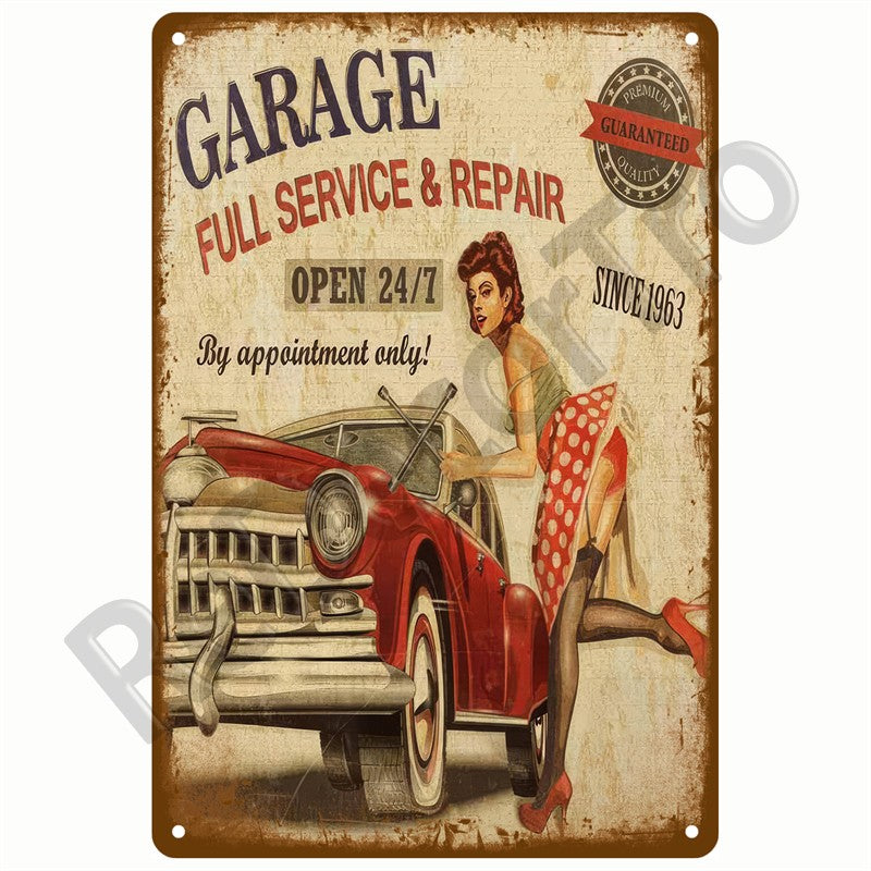 Retro Motor Oil Gas Tyre Racing Tin Sign Poster Iron Plates Metal Sign Garage Bar Pub Club Man Cave Home Decor Wall Decor Art