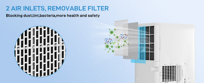 Ar-condicionado portátil 8000 Btu, 3 em 1 (AC portátil, desumidificador e modo ventilador), unidade de AC com timer 24H e controle remoto