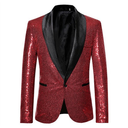 Shiny Gold Men Sequin Glitter Embellished Blazer Jacket, Nightclub Prom Suit Coats Mens Costume Homme Stage Clothes For singers
