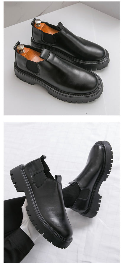 High Quality Thick Soled Leather Shoes Male Trend Men’s Dress Shoes Formal Leather Platform Loafers Shoes For Man