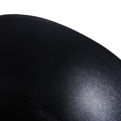 Boné de Inverno Quente Masculino de Couro Preto e Pele, Bonés de Beisebol para Homens e Mulheres, Quepe, Bonés Pai, Protetores de Orelha, Espesso
