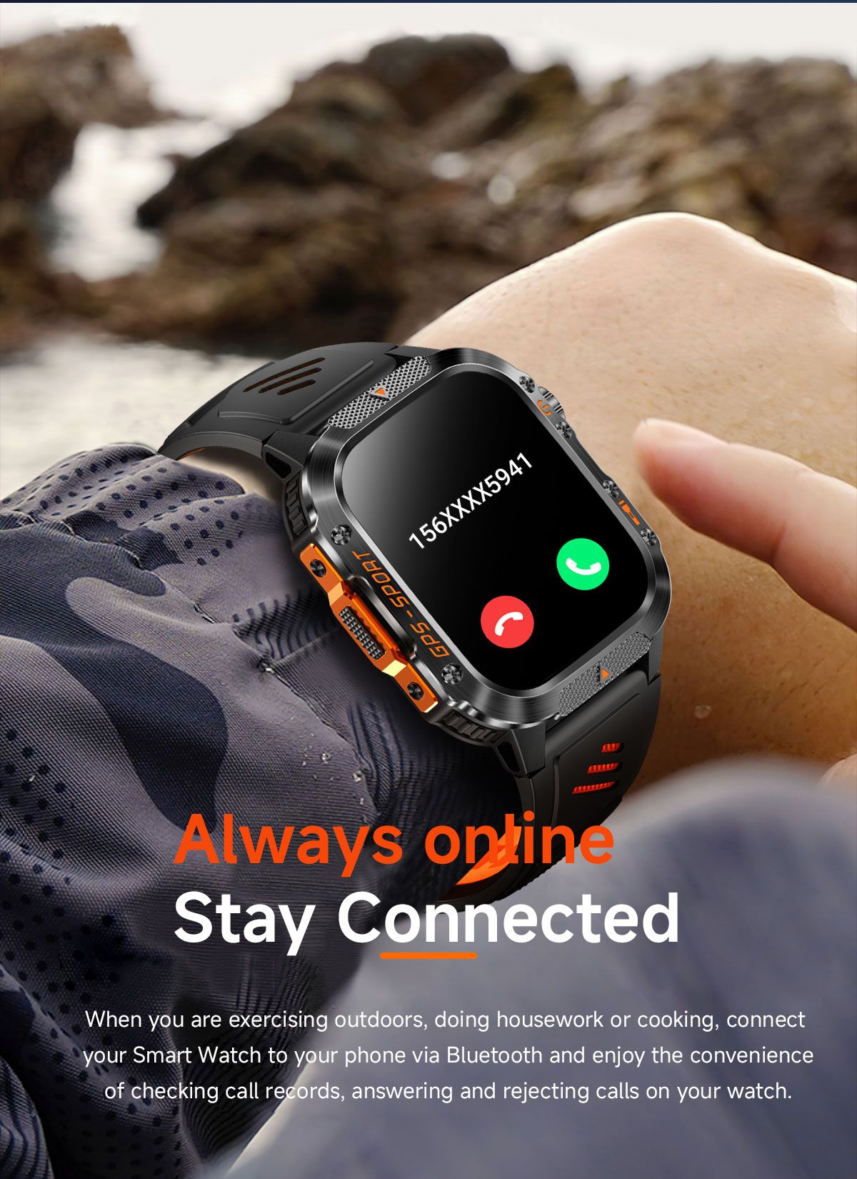 2026 Militar Grau Built-in GPS Posição 2.01" Smart Watch Homens 3ATM Impermeável Bússola 540mAh Bluetooth Chamada Smartwatches IOS