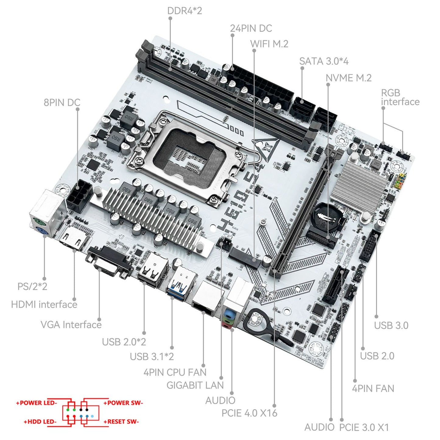 Placa-mãe MACHINIST H610 S4 LGA 1700 suporte Intel Core 12/13/14 geração I3, I5 CPU DDR4 desktop RAM NVME M.2 USB 3.0
