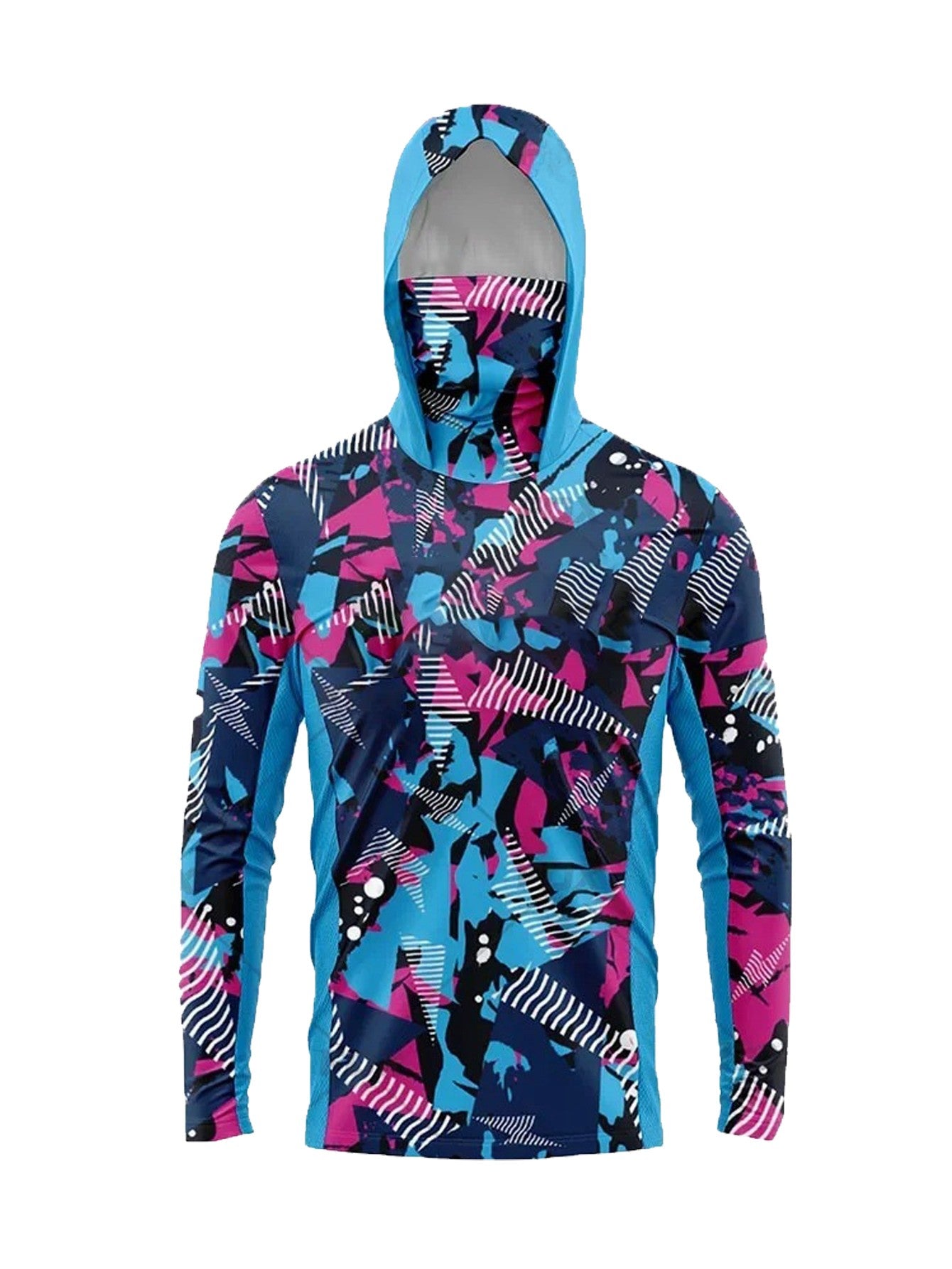 Camisas de Pesca Masculinas de Manga Longa para Praia, Blusas Esportivas Anti-UV para Exterior, Casaco com Capuz, Moletons Respiráveis de Pesca com Máscara