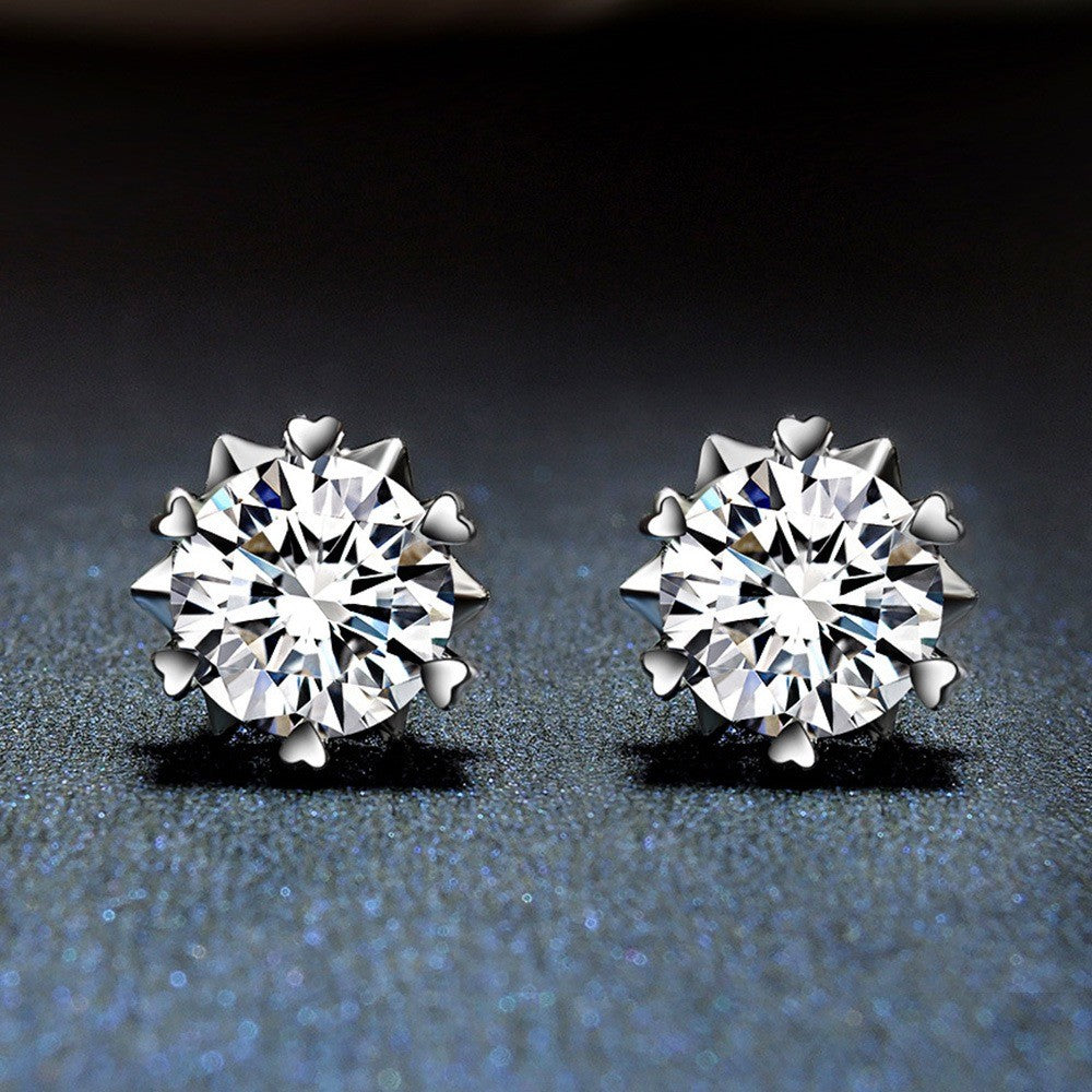 Luxury Brand Jewelry 925 Sterling Silver AAA Zirconia Flower Earrings for Women Engagement Jewelry Gift