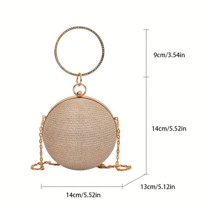 Women's Crystal Ball Clutch Bag Shiny Round Elegant Dinner Party Purse Luxury Female Party Handbags
