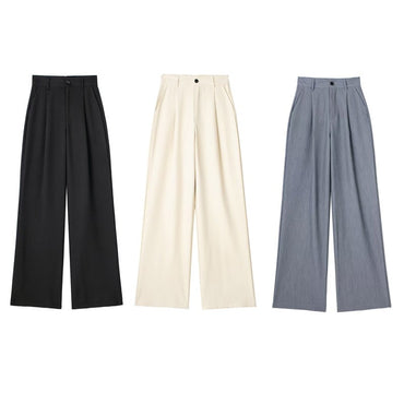HXAO Women 2024 Wide leg Pants Baggy High Waist Pants Women's Wide Trousers Black Office wear Wide Pants Woman Autumn Trousers