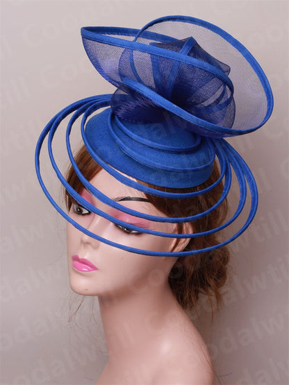 Chapéu Fascinator de Igreja Véu de Casamento de Malha Feminino para Festa Banquete Chapéu Boné Faixa de Cabelo Feminina Festa Chá Royal Ascot Chapéus Pillbox