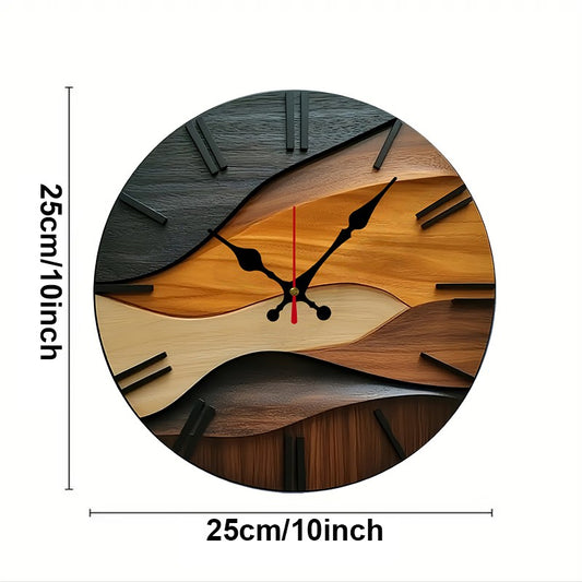 Nordic Style Wooden Round Silent Hanging Wall Clock, Suitable For Living Room, Office, Study Room, Bedroom, Home Decoration