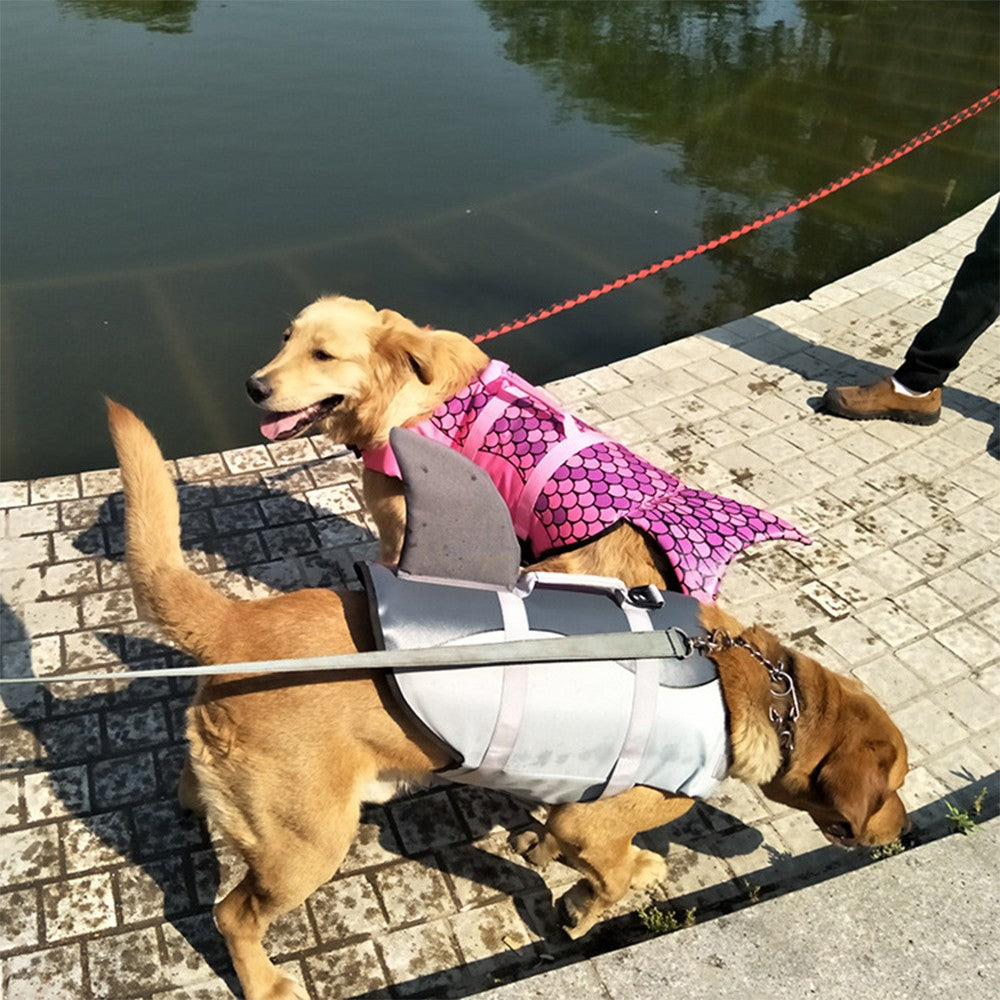 Colete Salva-Vidas para Cães, Colete Salva-Vidas de Verão para Animais de Estimação, Tubarão, Sereia, Roupas para Cães, Colete Peitoral, Roupa de Banho para Cães, Fantasia Engraçada e Fofa para Cães