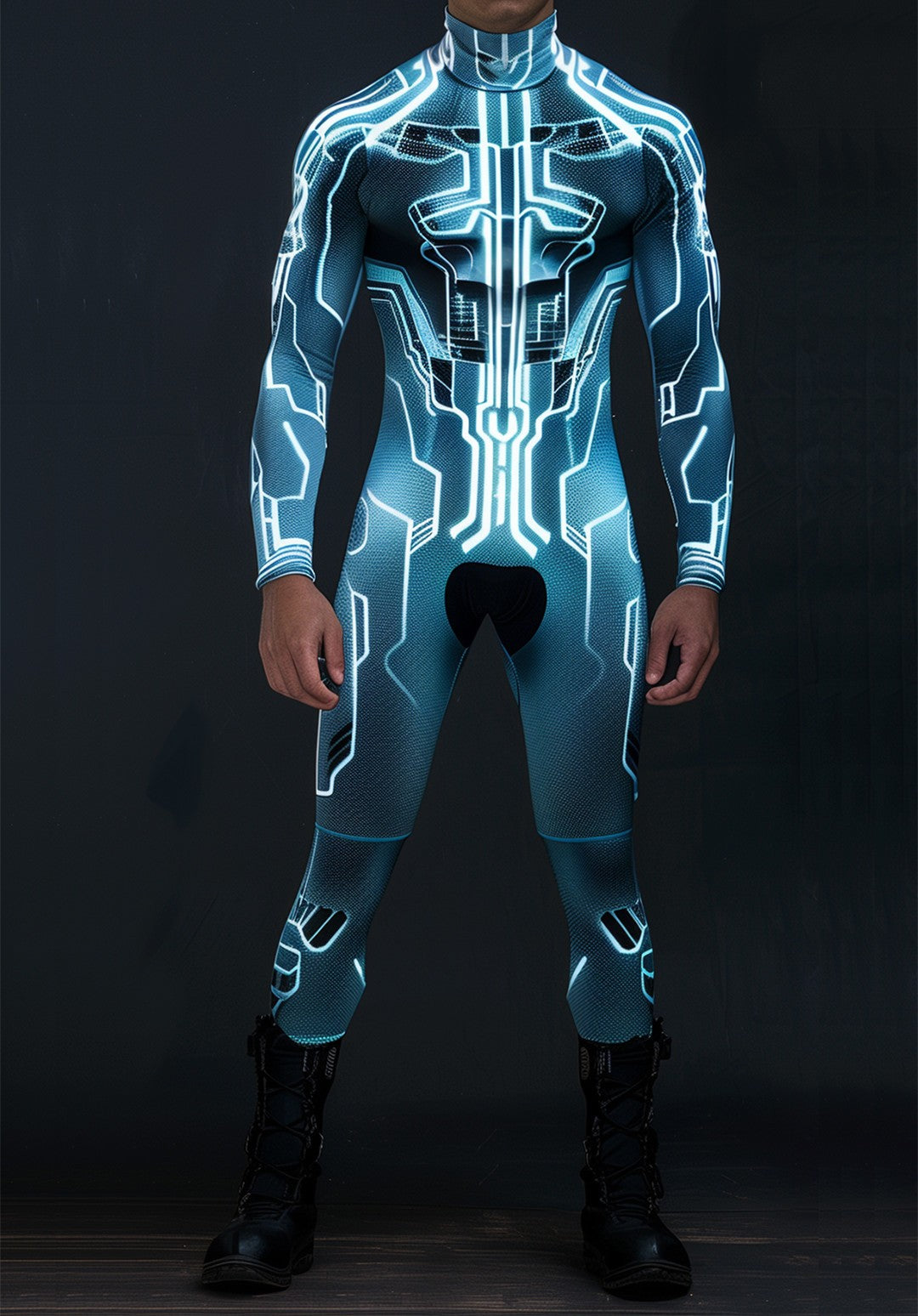 CyberPunk Men Women Mechanical Armor Jumpsuit Halloween Party Cosplay Steampunk Costume Party Fighter Elastic Bodysuits Rompers