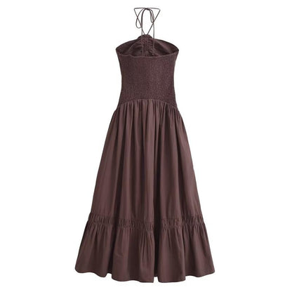 Dresses Summer Women's 2025 New Chic Tube Top Hanging Neck Holiday Dress Women's