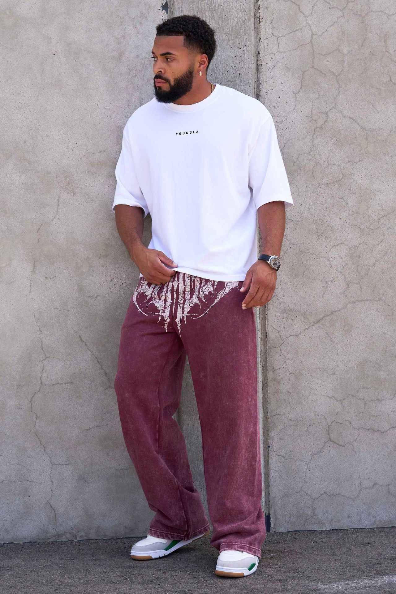 2025 YOUNGLA New American-style men's sports pants jogging muscle fitness casual pants loose straight-leg pants