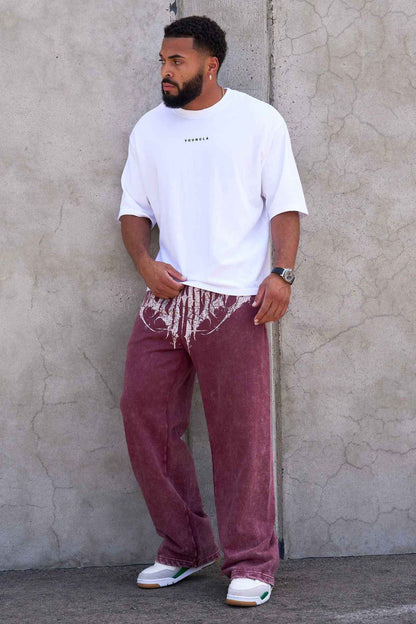 2025 YOUNGLA New American-style men's sports pants jogging muscle fitness casual pants loose straight-leg pants