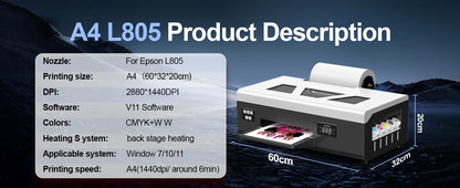 US/EU Stock A3 XP600 DTF Printer Machine A3 UV Sticker Printer DTF Printer Direct to Film Print DTF Printer A4 T-Shirt Printer