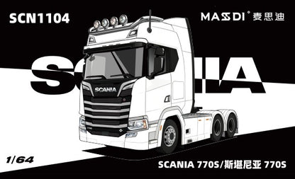 Masdi 1/64 Scania 770S V8 Caminhão Howo HW1006 Militar Verde Liga de Carro Modelo Miniatura Coleção Diecast Enfeite Modelo Hobby Brinquedo
