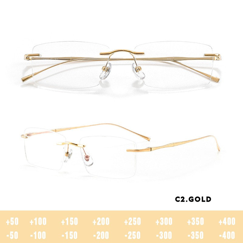 O-Q CLUB Ultra-light Titanium Reading Eyeglass Frames Men Fashion Simple Rimless Myopia Glasses Customized Prescription Glasses
