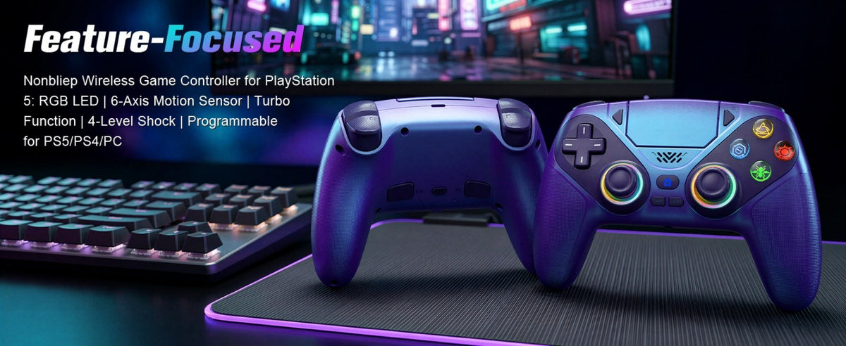 Controller for Playstation 5/PS5/PS5 Pro/Slim/PC,Wireless Gamepads RGB Joystick Turbo/Marco Program Dual Vibrate Game Controle