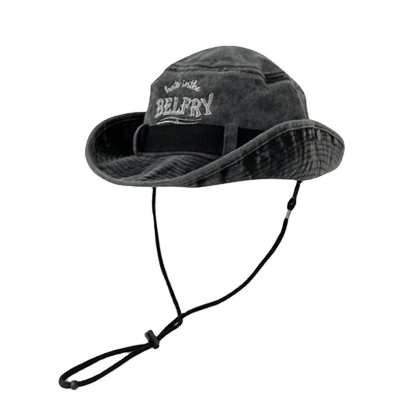 Chapéu de Montanhismo Masculino e Feminino de Algodão Lavado Vintage Bordado Chapéu de Pescador Proteção Solar para o Ar Livre Chapéu de Cowboy Ocidental