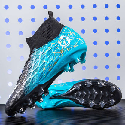 Men's High Top Soccer Shoes Long Spikes Football Shoes Professional Athletic Training Soccer Cleats Lightweight Football Cleat