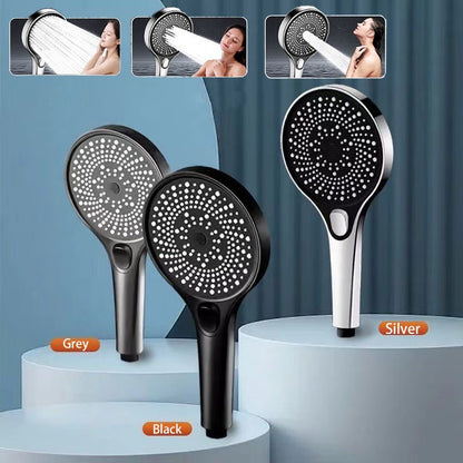 Chuveiro de tela grande com 3 modos de velocidade, acessórios portáteis para chuveiro, suprimentos de banheiro, kit completo de acessórios de chuveiro