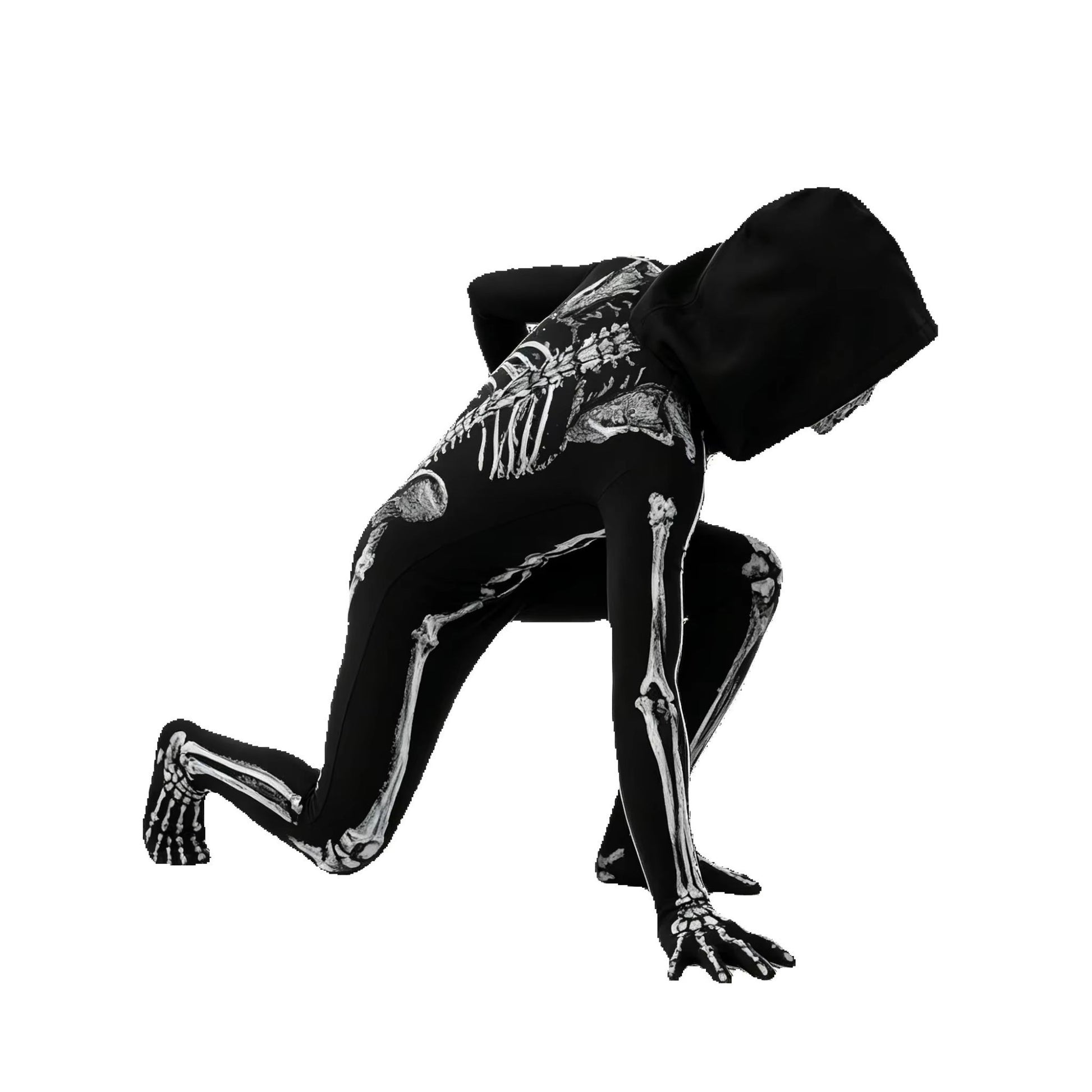 Child Skeleton Horror Hooded Costume Kids Grim Reaper Spooky Skeleton Bodysuit Jumpsuit Scary Halloween Party Role Play Costume