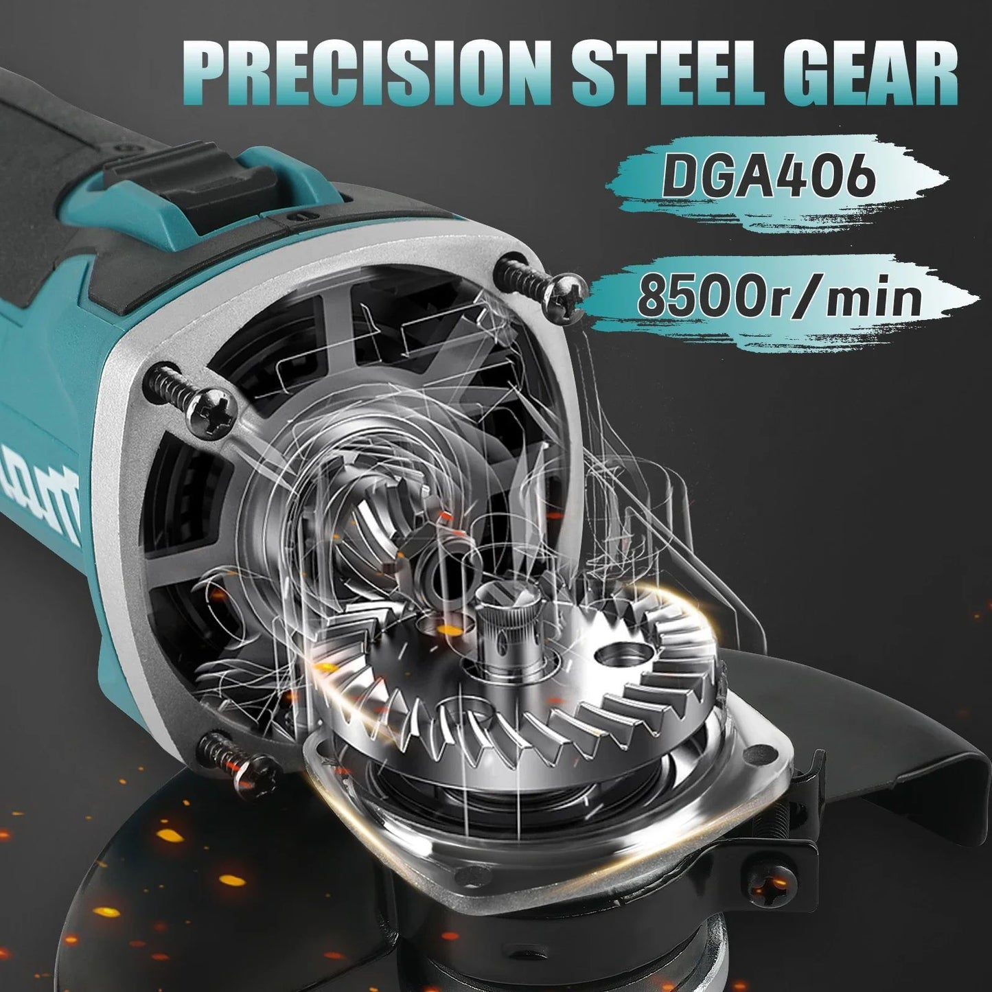 Esmerilhadeira Angular a Bateria Makita DGA406:Motor BL,Compatível com 18V,Velocidade de 8500/min,Punho Removível e Trava de Segurança para Esmerilhamento Eficiente