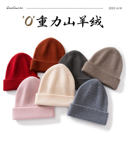 Autumn Winter New 100% Cashmere Hat Women's One-Line Hat Knitted Hat Wool Hat Ear Protection High-Quality Couple Hat