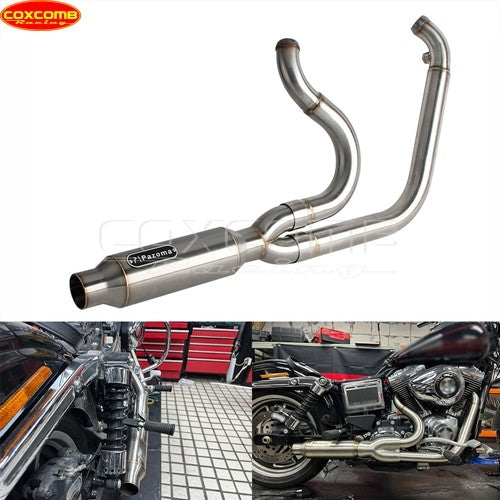 Slip On Exhaust Muffler System Motorcycle Complete Exhaust Pipe For Harley Dyna Street Bob FXDB FXDBB FXDBP FXDBI Limited FXDBC
