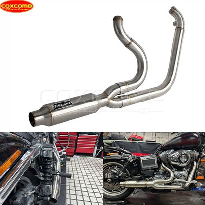 Slip On Exhaust Muffler System Motorcycle Complete Exhaust Pipe For Harley Dyna Street Bob FXDB FXDBB FXDBP FXDBI Limited FXDBC