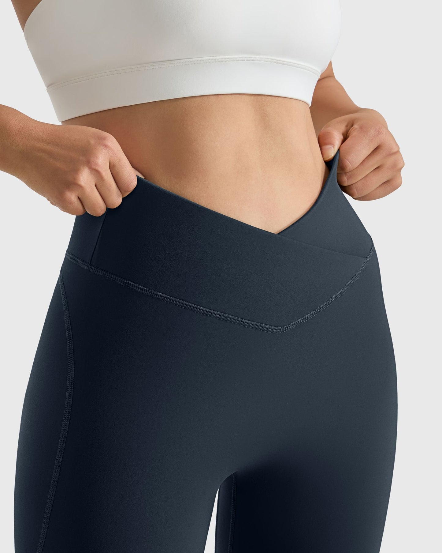 Women V Cross Waist Butt Lifting Leggings with Pockets High Waist Yoga Pants Workout Running Gym Fitness Sports Leggings Female