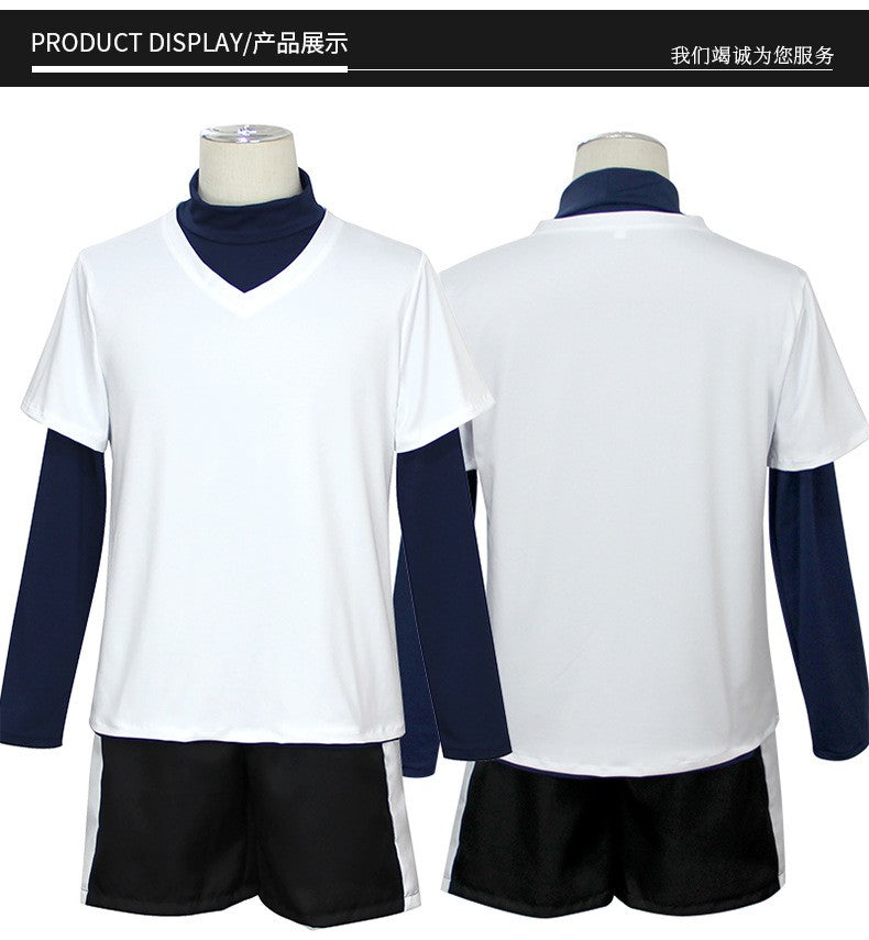 ?Wetrose?In Stock Killua Zoldyck Cosplay Costume Hunter × X Hantaa Kirua Zaoldyeck T Shirt Full Set Wig Halloween Xmas New