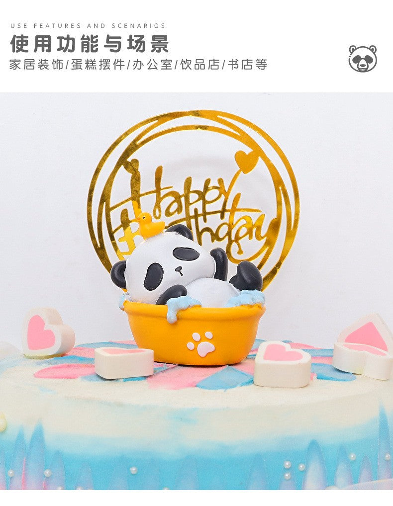 Estatuetas de panda de desenho animado para a mesa da sala de estar decorações fofas para casa artesanato em resina presentes criativos para alívio do estresse no escritório