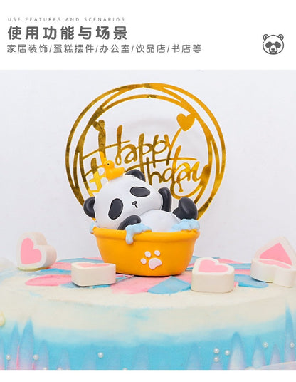 Estatuetas de panda de desenho animado para a mesa da sala de estar decorações fofas para casa artesanato em resina presentes criativos para alívio do estresse no escritório