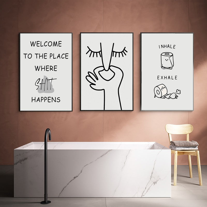 Abstract Humour Bad Smell Funny Bathroom Poster Black White Prints Canvas Painting Wall Art Pictures WC Toilet Room Decor