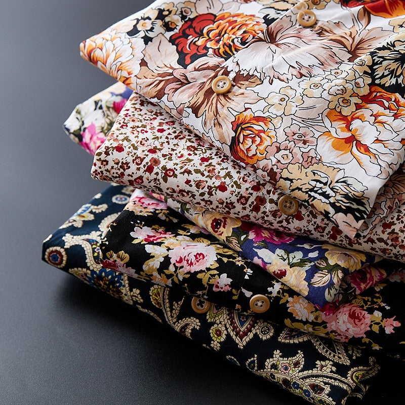 Size M- 5XL 2024 New Summer Mens Long Sleeve Hawaiian Shirts Cotton Casual Floral Shirts Wave Regular Mens Clothing Fashion CS11