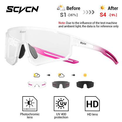 Óculos de Sol Fotocromáticos SCVCN Óculos de Ciclismo para Esportes ao Ar Livre Masculino Feminino MTB Escalada Óculos de Condução para Bicicleta Novo