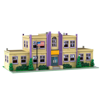 MOC Simpsonized Modular Taberna do Moe Blocos de Construção Casa da Cidade Escola Primária de Springfield Arquitetura Skyline Tijolos Brinquedos