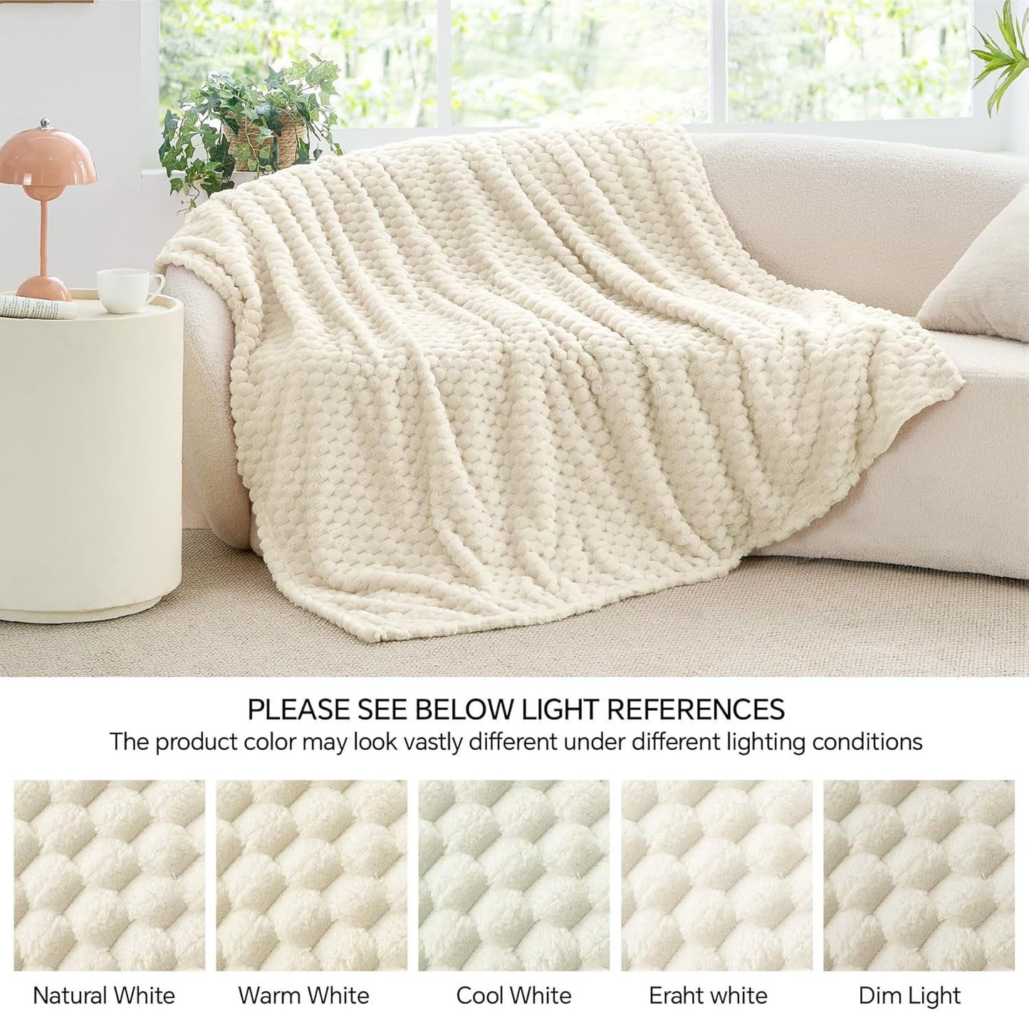 Big 3D Clouds Stylish Hexagon Jacquard Decorative Fuzzy Blankets for Household, Camping, and Travel, Super Soft Cozy