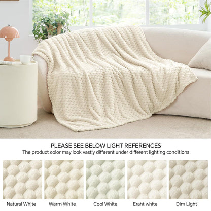 Big 3D Clouds Stylish Hexagon Jacquard Decorative Fuzzy Blankets for Household, Camping, and Travel, Super Soft Cozy