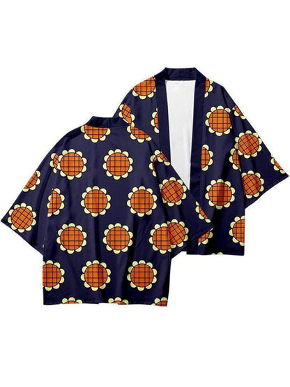 New Arrival Anime Luffy Cosplay Costume Summer Women Men Sunflower Printed Japanese Kimono Cardigan Monkey D Luffy Haori Cloak